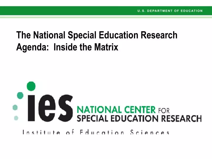 the national special education research agenda inside the matrix