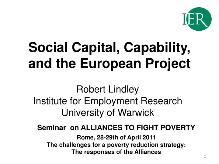 social capital capability and the european project