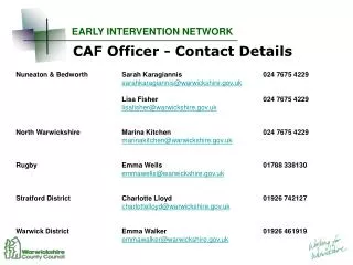 CAF Officer - Contact Details