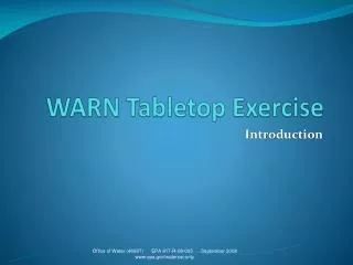 WARN Tabletop Exercise