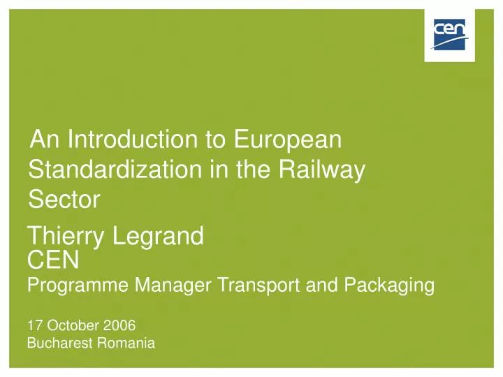 an introduction to european standardization in the railway sector