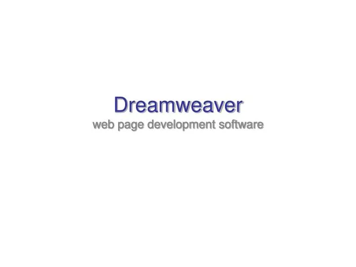 dreamweaver web page development software