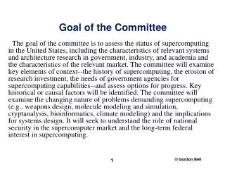 Goal of the Committee