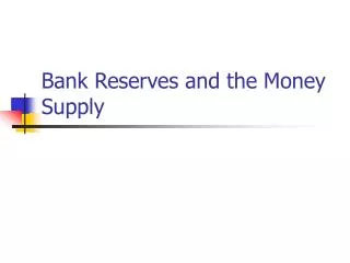 Bank Reserves and the Money Supply