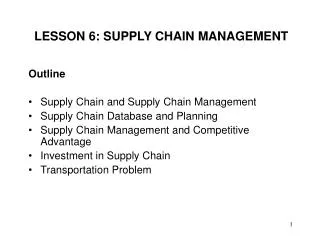 LESSON 6: SUPPLY CHAIN MANAGEMENT
