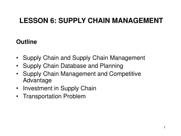 lesson 6 supply chain management