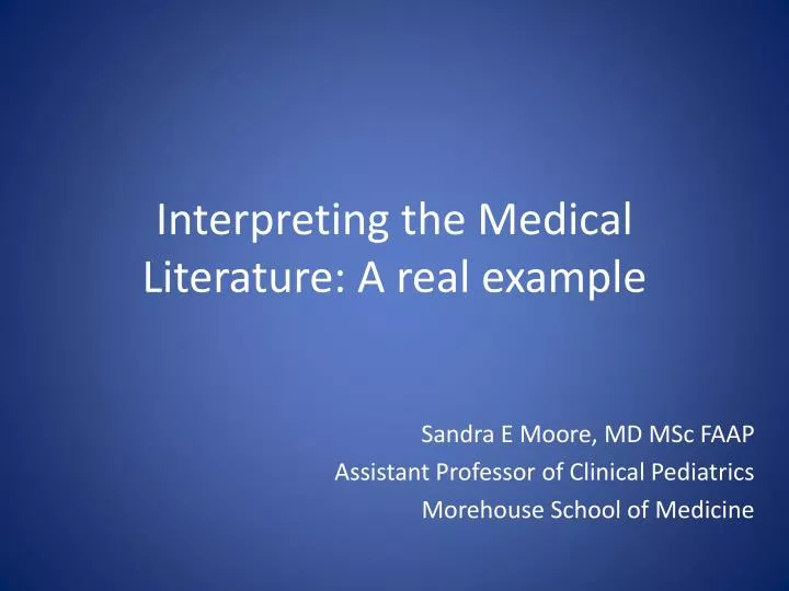 interpreting the medical literature a real example