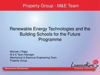 Renewable Energy Technologies and the Building Schools for the Future Programme