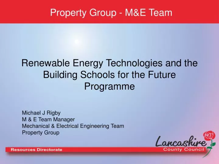 renewable energy technologies and the building schools for the future programme