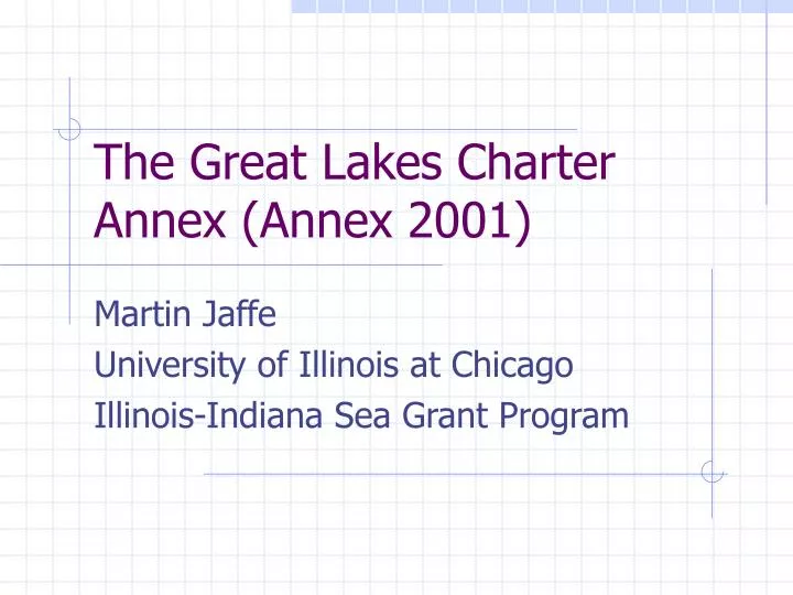 the great lakes charter annex annex 2001