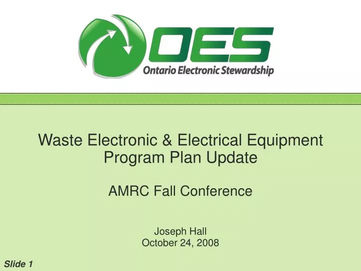 waste electronic electrical equipment program plan update amrc fall conference