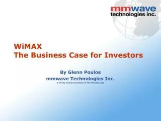 WiMAX The Business Case for Investors
