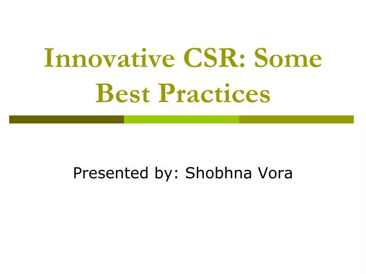 innovative csr some best practices