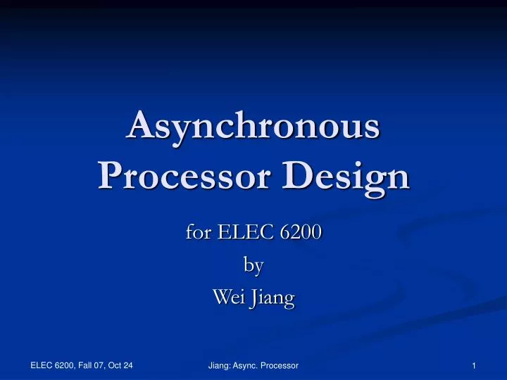 asynchronous processor design