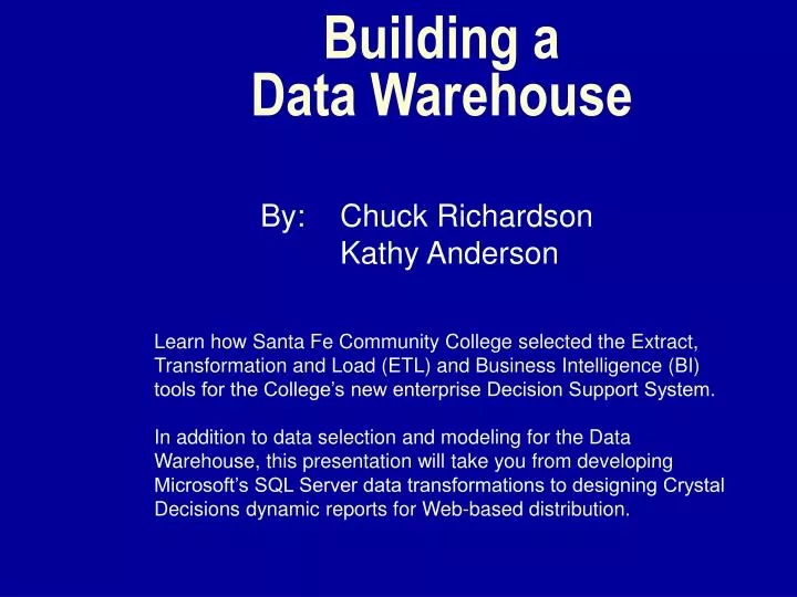 building a data warehouse