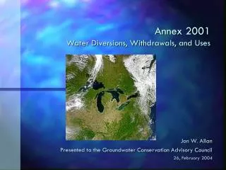Annex 2001 Water Diversions, Withdrawals, and Uses