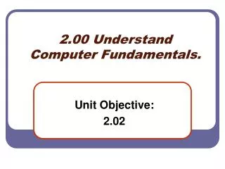 2.00 Understand Computer Fundamentals.