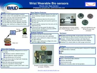 Wrist Wearable Bio sensors Shweta Jain, Rajan Zambre shweta@cs.sunysb.edu, zambre@erallo.com