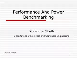 Performance And Power Benchmarking