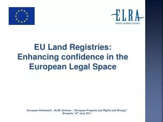EU Land Registries: Enhancing confidence in the European Legal Space