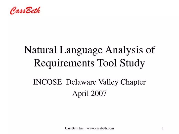 natural language analysis of requirements tool study