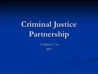 Criminal Justice Partnership