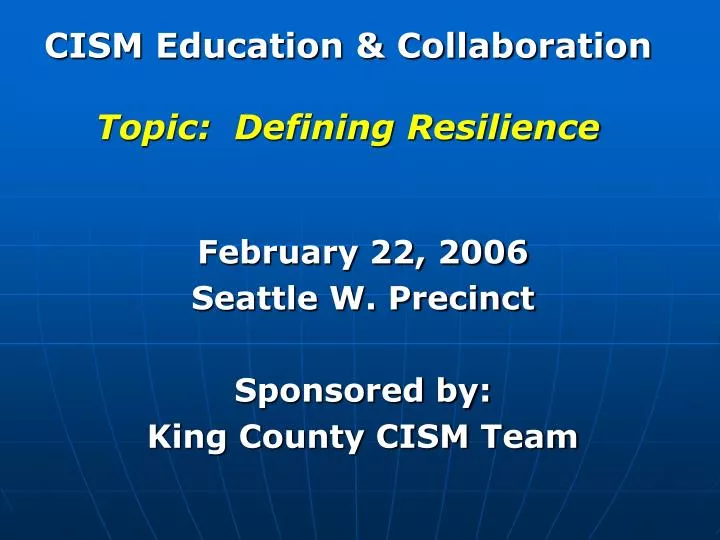 cism education collaboration topic defining resilience