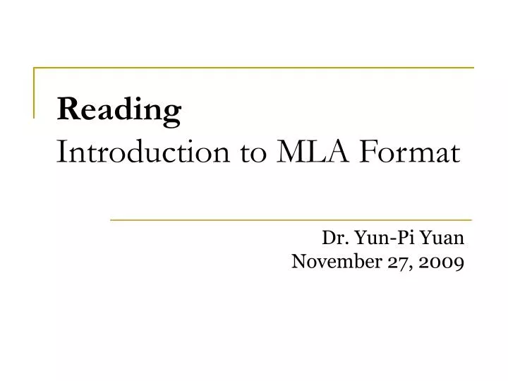 reading introduction to mla format