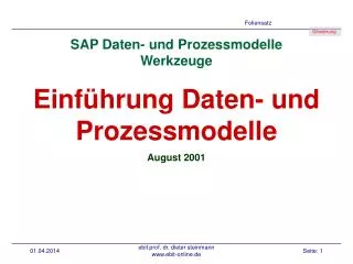 SAP Daten- und Prozessmodelle Werkzeuge Einführung Daten- und Prozessmodelle