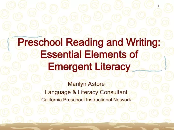 preschool reading and writing essential elements of emergent literacy