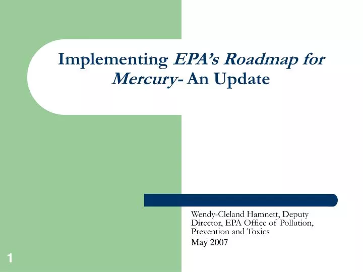 implementing epa s roadmap for mercury an update
