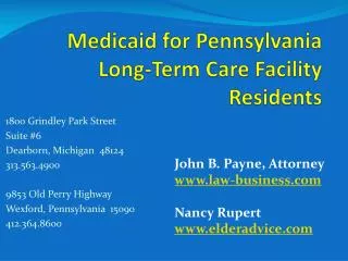 Medicaid for Pennsylvania Long-Term Care Facility Residents