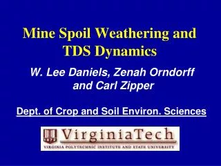 Mine Spoil Weathering and TDS Dynamics