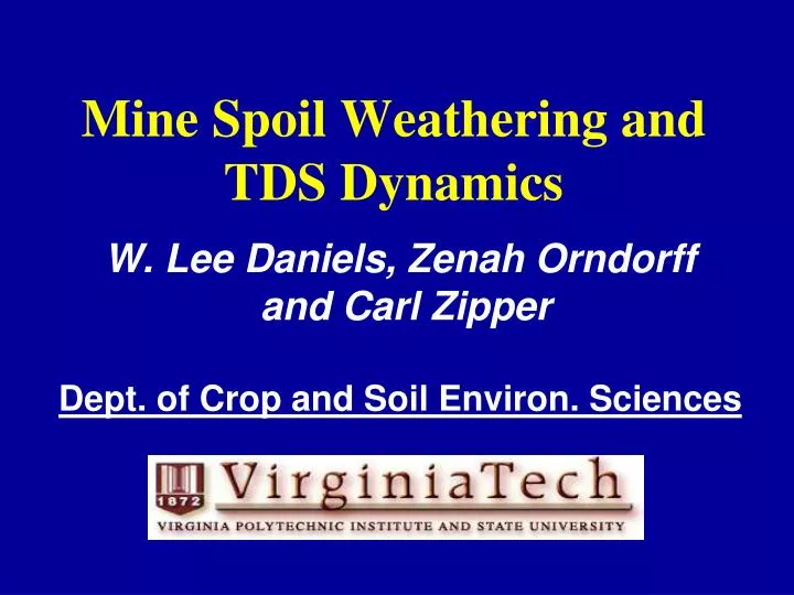 mine spoil weathering and tds dynamics