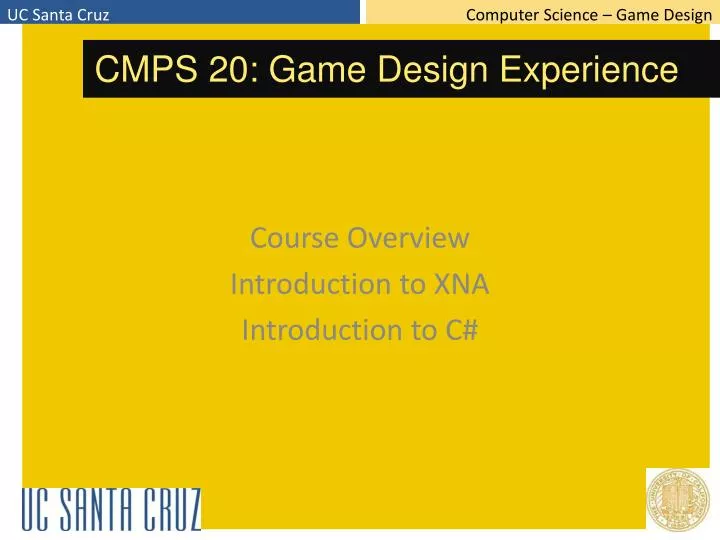 course overview introduction to xna introduction to c