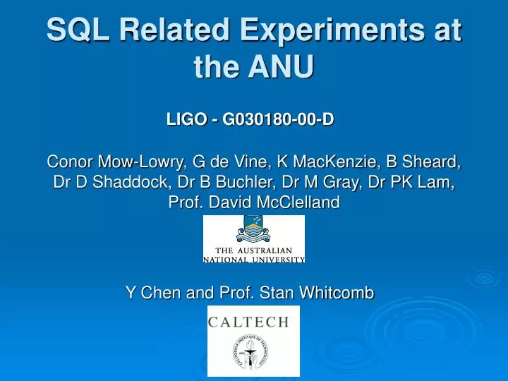 sql related experiments at the anu