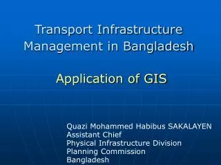 Transport Infrastructure Management in Bangladesh