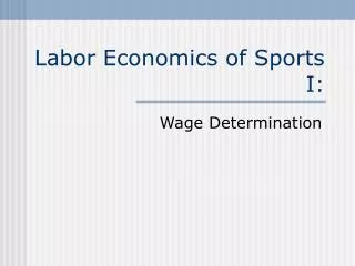 Labor Economics of Sports I: