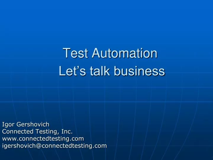 test automation let s talk business