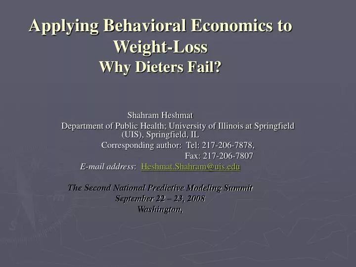 applying behavioral economics to weight loss why dieters fail
