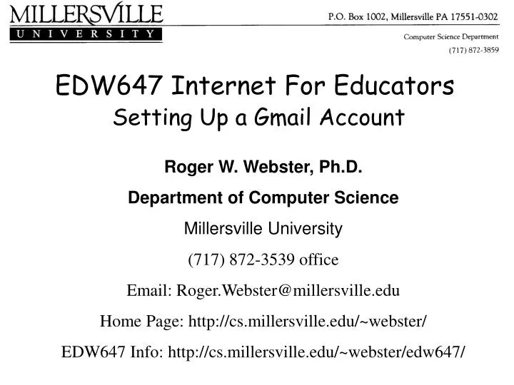 edw647 internet for educators setting up a gmail account