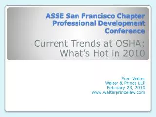 ASSE San Francisco Chapter Professional Development Conference