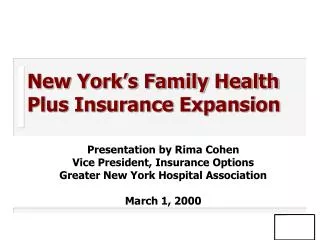 New York’s Family Health Plus Insurance Expansion