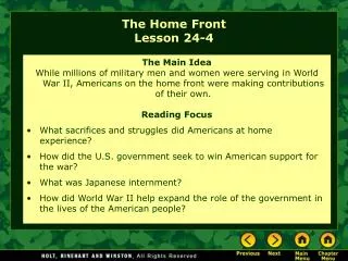 The Home Front Lesson 24-4