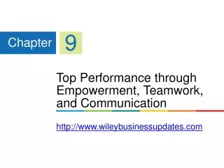 Top Performance through Empowerment, Teamwork, and Communication http://www.wileybusinessupdates.com