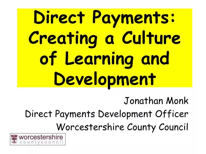 direct payments creating a culture of learning and development