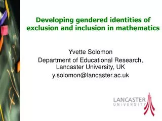 Developing gendered identities of exclusion and inclusion in mathematics