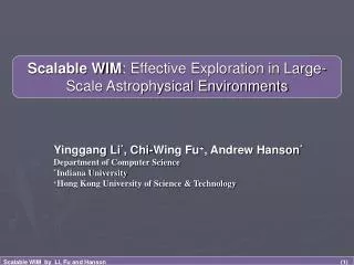 Yinggang Li * , Chi-Wing Fu + , Andrew Hanson * Department of Computer Science * Indiana University + Hong Kong Universi