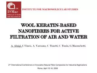 WOOL KERATIN-BASED NANOFIBRES FOR ACTIVE FILTRATION OF AIR AND WATER