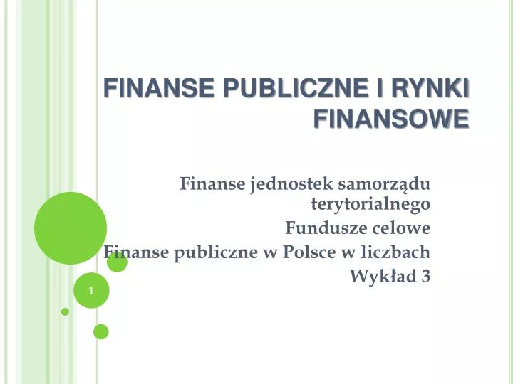 finanse publiczne i rynki finansowe